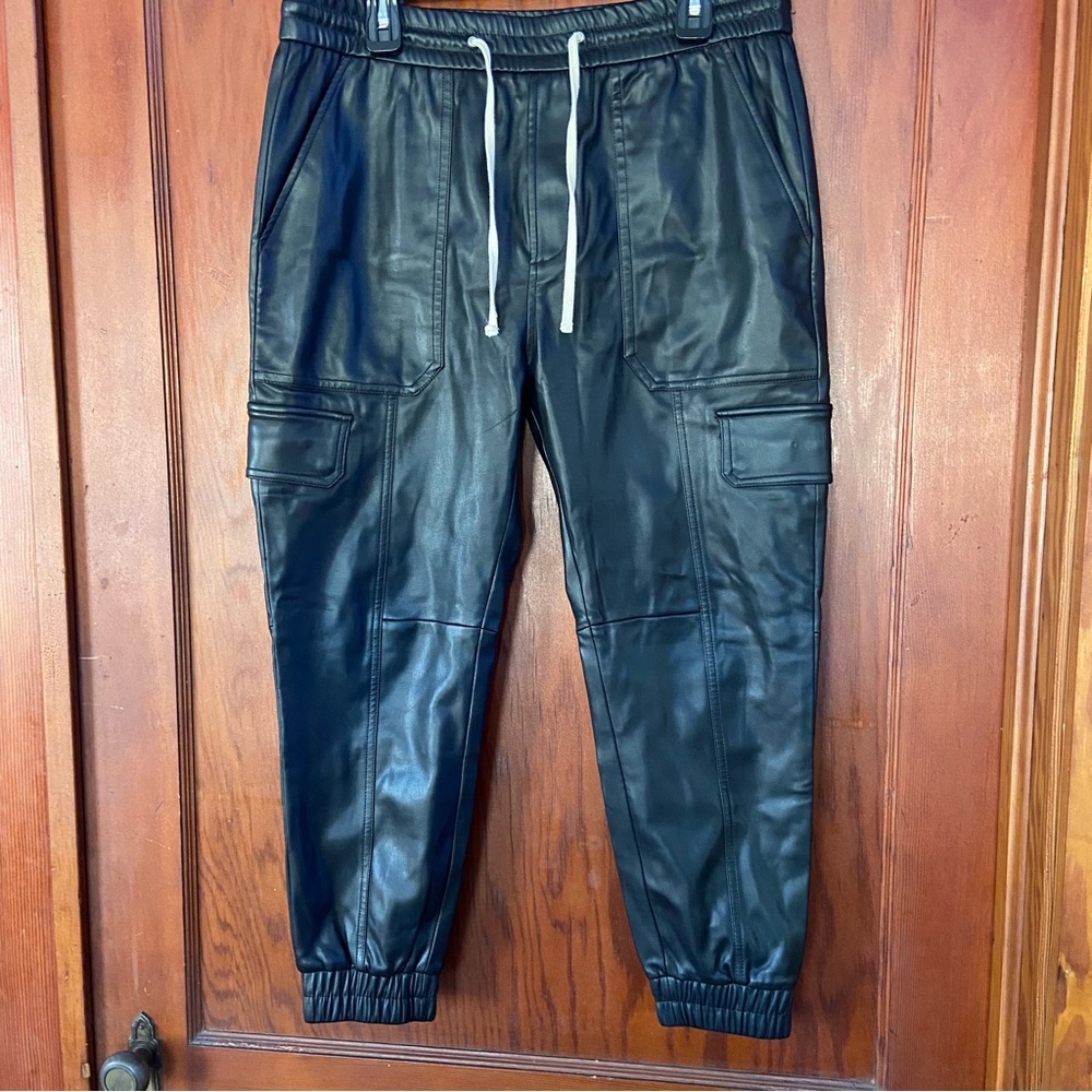 Zara Vegan Leather Cargo Joggers